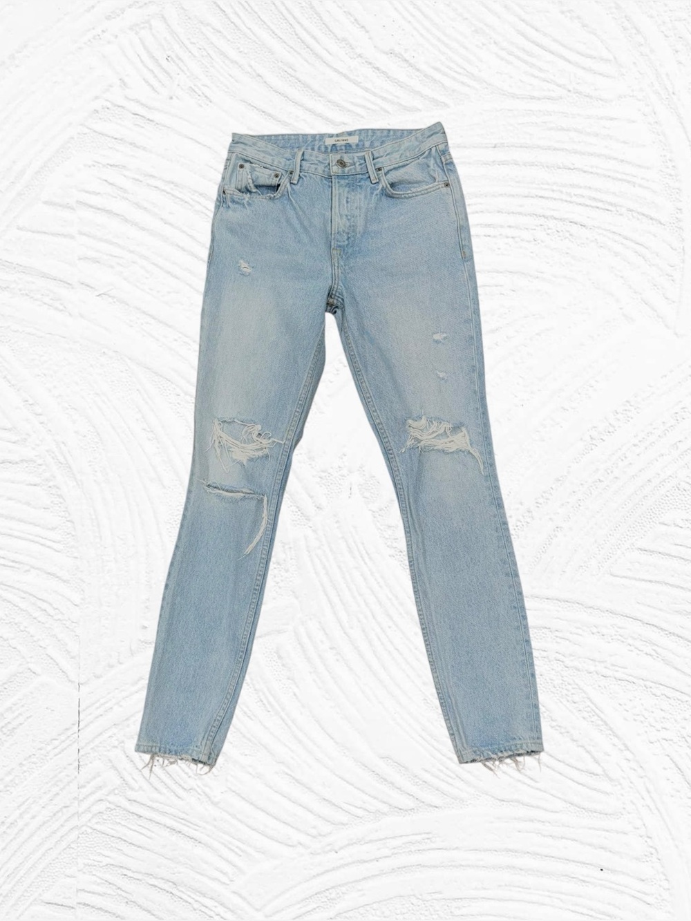 GRLFRND Karolina Don’t Speak Distressed Jeans 25 (26X29) Button fly light wash